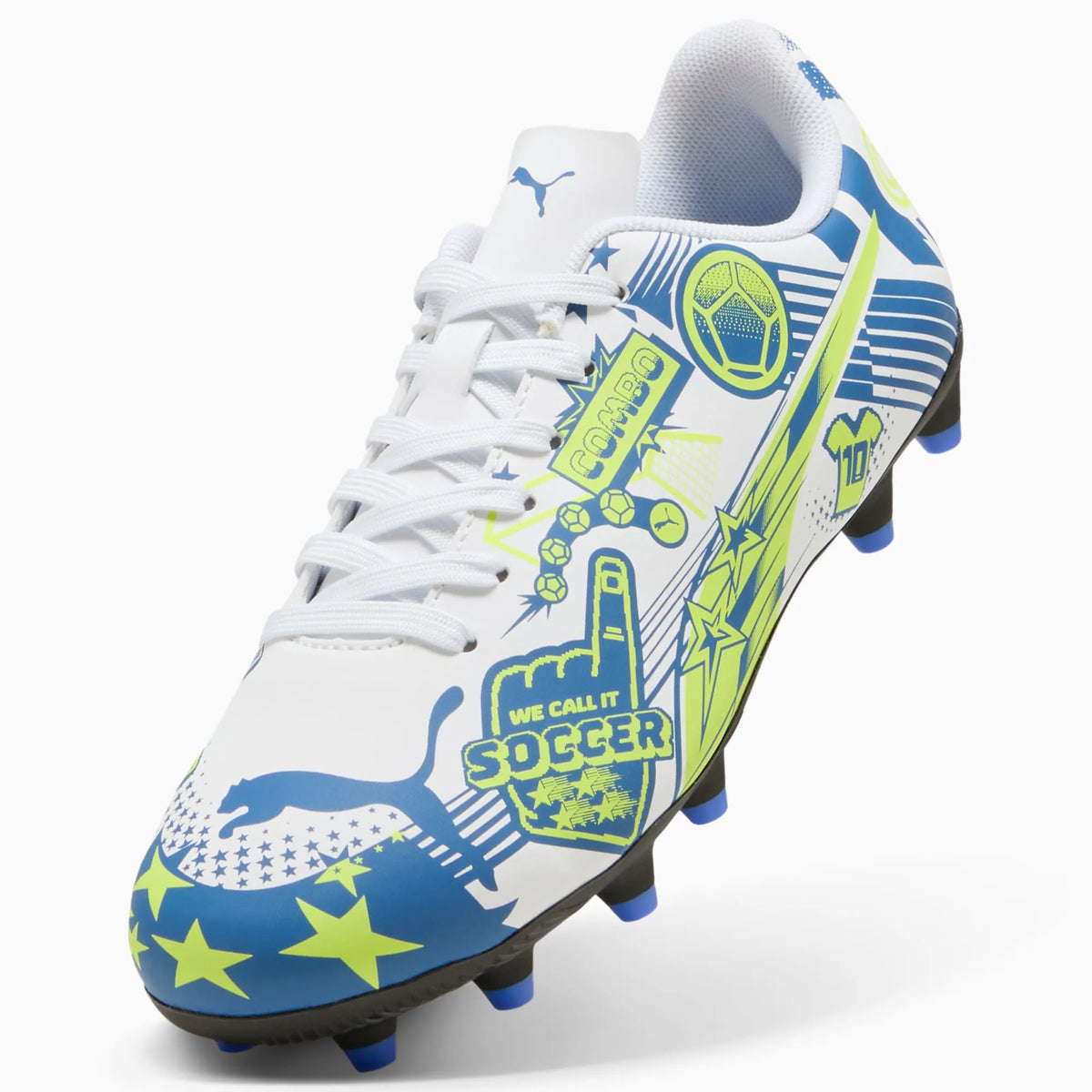 PUMA White-Lake Blue-Yellow Alert