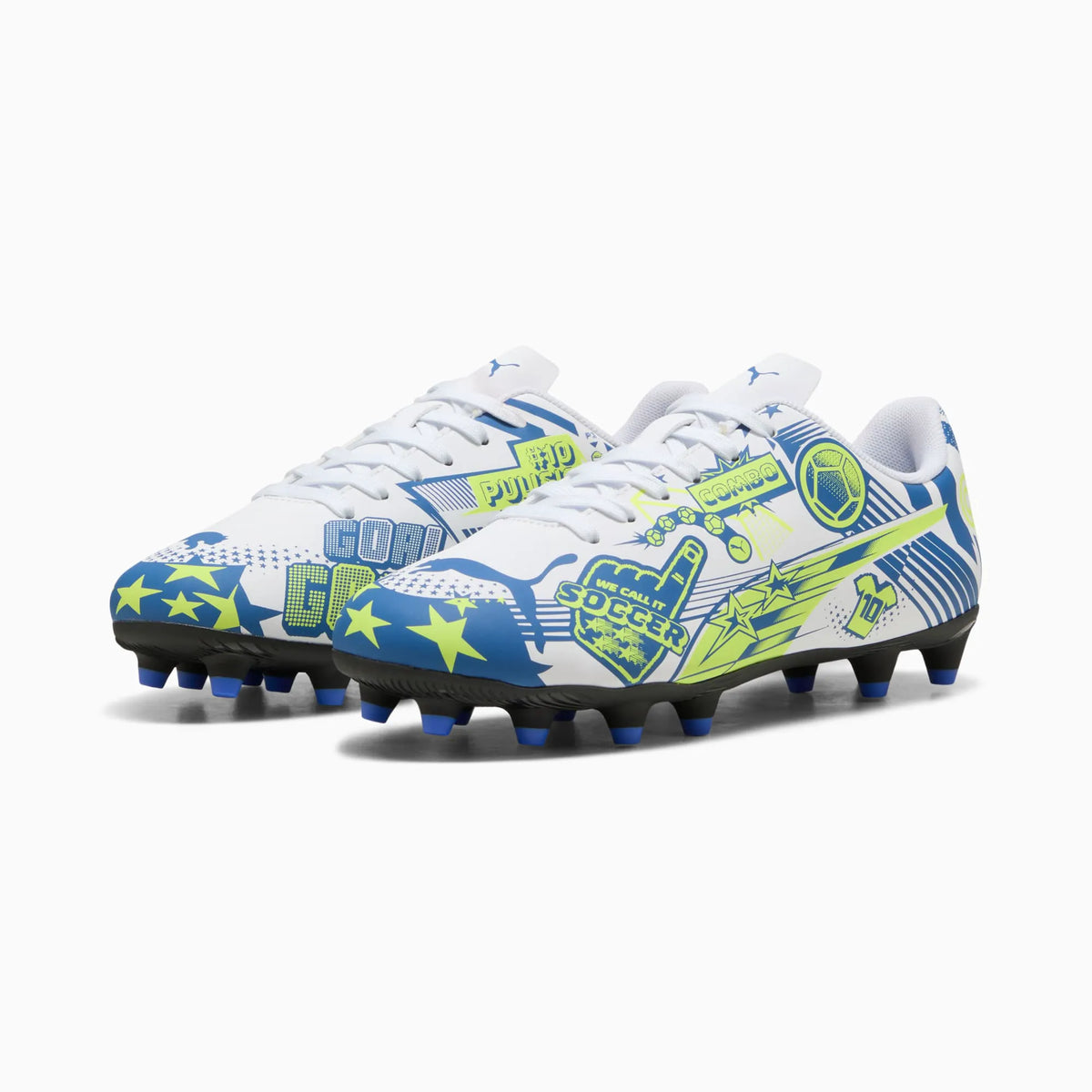 PUMA White-Lake Blue-Yellow Alert