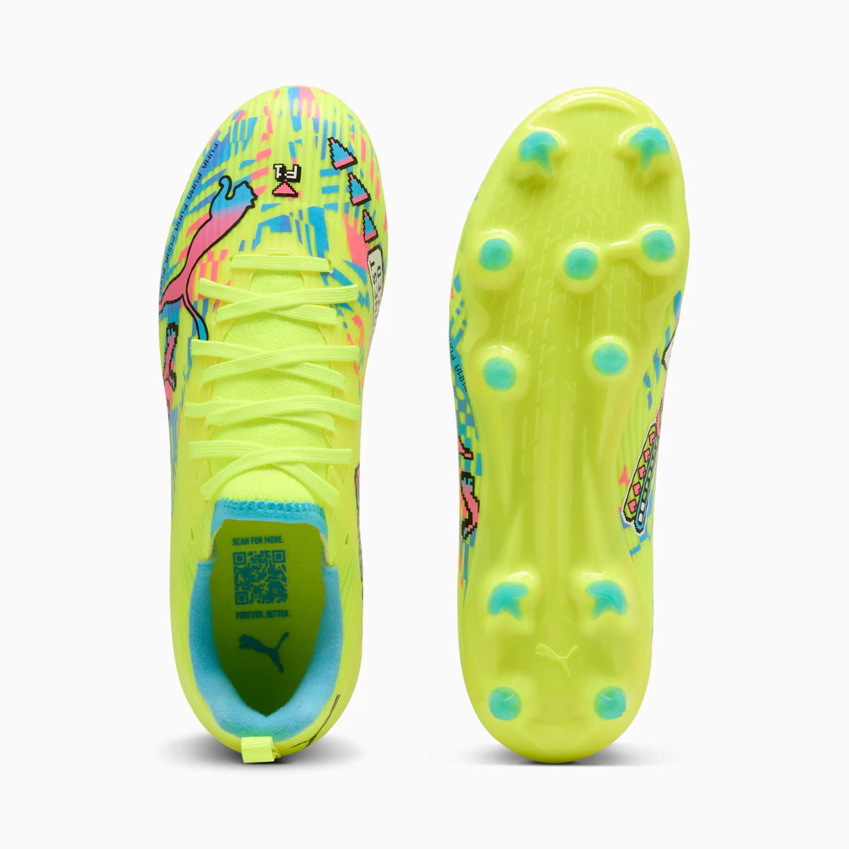 PUMA White-Blue Glimmer-Pink Glimmer-Yellow Alert