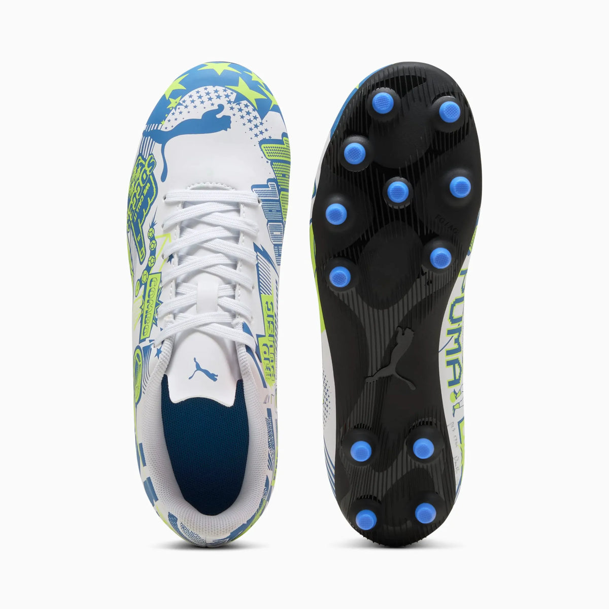PUMA White-Lake Blue-Yellow Alert