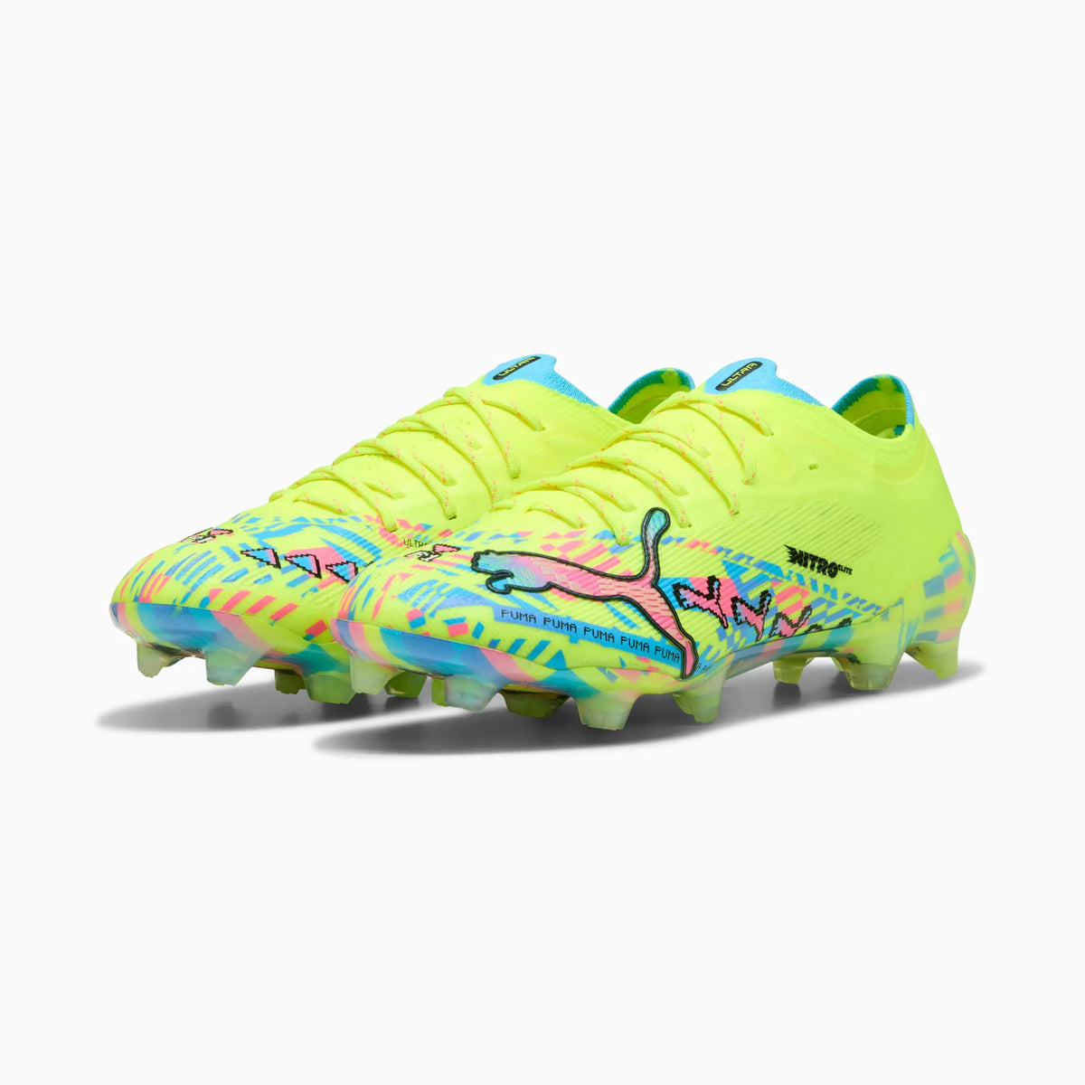 PUMA White-Blue Glimmer-Pink Glimmer-Yellow Alert